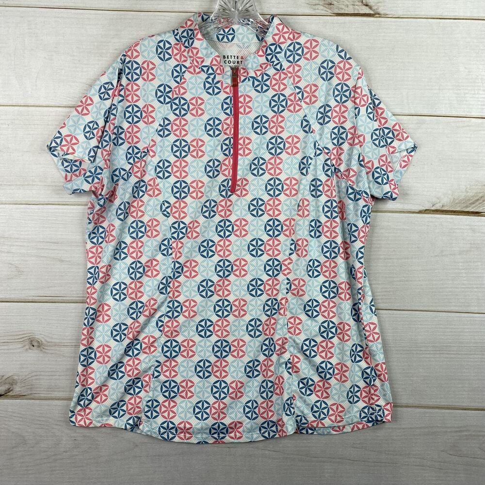 Bette & Court Top Womens XL Multicolor Golf Polo Shirt 1/4 Zip Pickleball